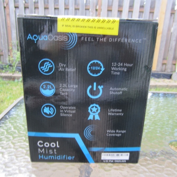 AquaOasis Cool Mist Humidifier 2.2L Water Tank Quiet Ultrasonic Humidifier New - Picture 4 of 12